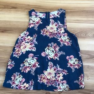 wide strap dark turquoise floral tank